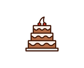 Cake flat icon. Single high quality outline symbol for web design or mobile app.  Holidays thin line signs for design logo, visit card, etc. Outline pictogram EPS10