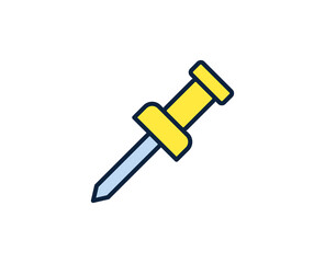Push pin line icon. Vector symbol in trendy flat style on white background. Office sing for design.
