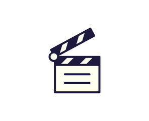 Clapperboard flat icon. Thin line signs for design logo, visit card, etc. Single high-quality outline symbol for web design or mobile app. Sign outline pictogram.