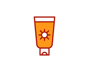 Sunscreen line icon. Vector symbol in trendy flat style on white background. Travel sing for design.