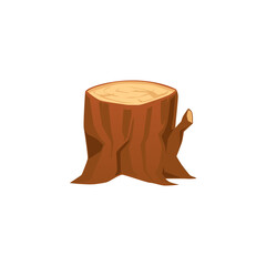 Wood stump cartoon icon or symbol, flat vector illustration isolated.