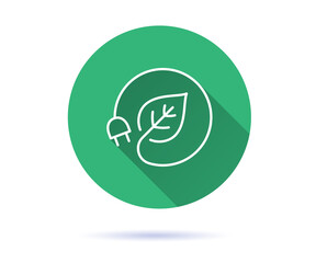 Energy save icon with long shadow for graphic and web design.