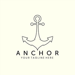 anchor ship logo minimalist line art icon illustration template vector design