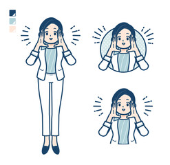 ビューティーアドバイザー女性が大声で呼びかけているイラスト