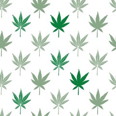 Art & Illustration, Marijuana leaf seamless pattern, hand drawing vector illustration.