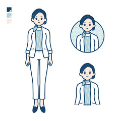 ビューティーアドバイザー女性が微笑んでいるイラスト