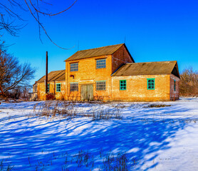 Rural brick mlyn on the outskirts of the village of Ukraine