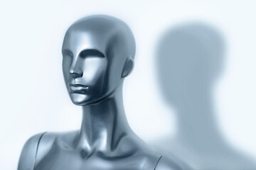 Mannequin with shadow close-up on a light background.