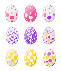 Easter eggs with bright geometric shapes set