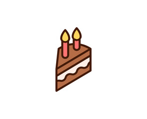 Cake flat icon. Single high quality outline symbol for web design or mobile app.  Holidays thin line signs for design logo, visit card, etc. Outline pictogram EPS10