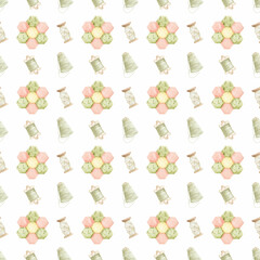 Watercolor seamless pattern with patchwork elements. Great for print, web, textile design, gifts, scrapbooking.