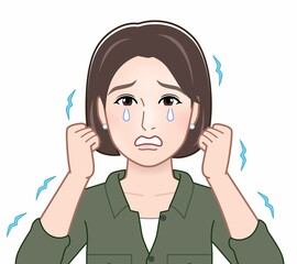 ブルブル震えて泣いている女性