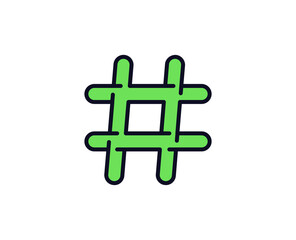 Hashtag flat icon. Thin line signs for design logo, visit card, etc. Single high-quality outline symbol for web design or mobile app. Sign outline pictogram.