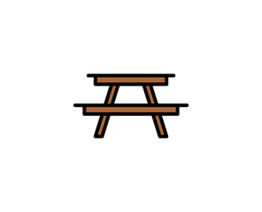Table line icon. Vector symbol in trendy flat style on white background. Travel sing for design.