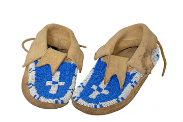 Pearl-embroidered moccasins of the North American Indians