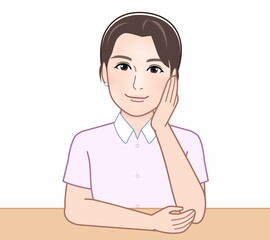 肘をついて考える人