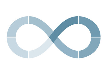 ビジネスのイメージのインフォグラフィックス　グレートーン無限インフィニティモチーフのグラフィック　　白背景