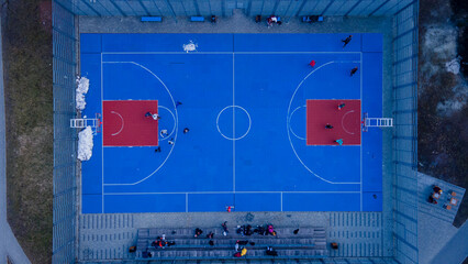 directly above view of outdoors basketball court