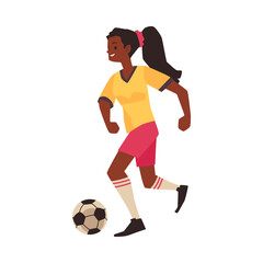 Soccer or football player female character flat vector illustration isolated.