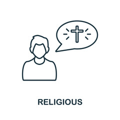 Religious icon. Line element from human rights collection. Linear Religious icon sign for web design, infographics and more.