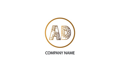 Letter AD or DA logo in circle  abstract monogram vector logo template