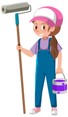 A female painter cartoon character on white background