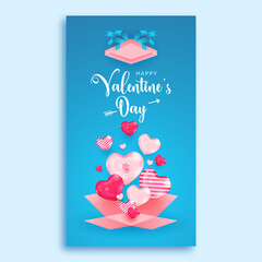 realistic 3d valentine's day social media story