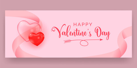 Fototapeta na wymiar realistic 3d valentine's day horizontal banner