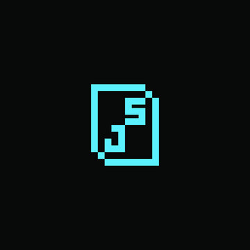 JS techno and geometric initial logo letters