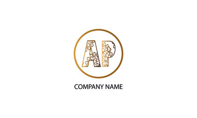 Letter AP or PA logo in circle  abstract monogram vector logo template