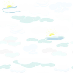 pattern with clouds and sun