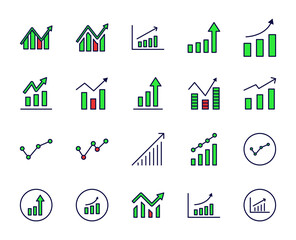 Fototapeta premium Growth line icon set. Collection of vector symbol in trendy flat style on white background. Growth sings for design.