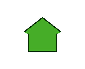 Green house flat icon. Single high quality outline symbol for web design or mobile app.  House thin line signs for design logo, visit card, etc. Outline pictogram EPS10