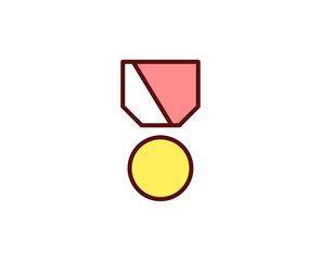 Medal flat icon. Thin line signs for design logo, visit card, etc. Single high-quality outline symbol for web design or mobile app. Marketing outline pictogram.