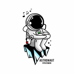 cartoon astronaut illustration vector, spaceman vector