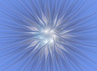 Abstract fractal beautiful star. Pastel blue and gray