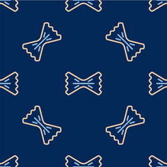 Line Macaroni icon isolated seamless pattern on blue background. Italian cuisine. Vector