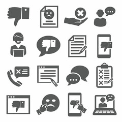 Complaint icons set on white background