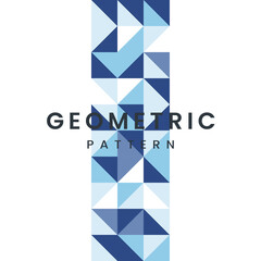 Geometrical textures Mosaic design with blue and white tangle shapes on white background with Text, geometrical pattern design used in background, packages, wallpapers