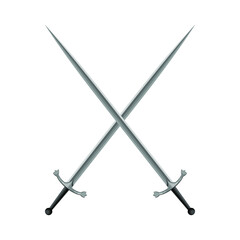 Two crossed swords gray on white background,vector illustration