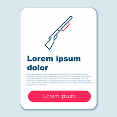 Fototapeta premium Line Hunting gun icon isolated on grey background. Hunting shotgun. Colorful outline concept. Vector