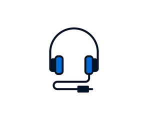 Headphones flat icon. Single high quality outline symbol for web design or mobile app.  Holidays thin line signs for design logo, visit card, etc. Outline pictogram EPS10