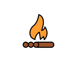 Campfire premium line icon. Simple high quality pictogram. Modern outline style icons. Stroke vector illustration on a white background. 