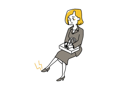 sad businesswoman sitting, gray suit, pain clip art preview
