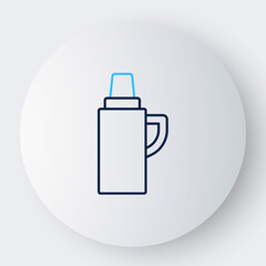 Line Thermos container icon isolated on white background. Thermo flask icon. Camping and hiking equipment. Colorful outline concept. Vector