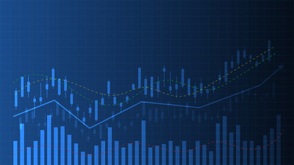 candlestick chart with line graph shows stock market price or financial investment profit. business management background concept