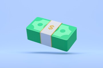 Paper money bundle cash 3d render illustration