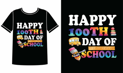 Happy 100th day school  t-shirt design templet.