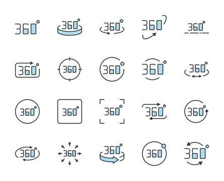 360 set line icons in flat design with elements for web site design and mobile apps.  Collection modern infographic logo and symbol. Web vector line pictogram