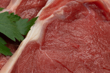raw beef meat isolated in close-up  